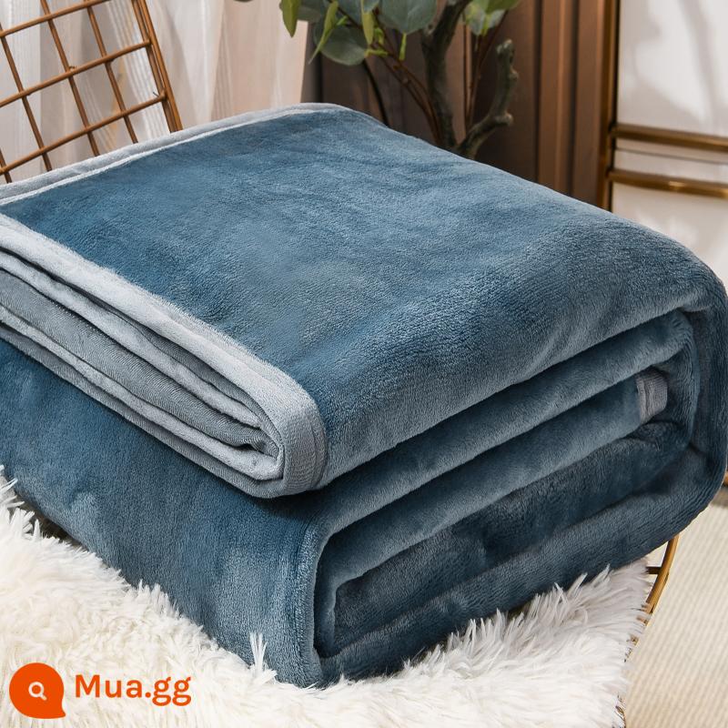 Dép Nỉ Chăn Giường Chăn Nhung San Hô Chân Sofa Văn Phòng Chăn Sinh Viên Mùa Đông Dày Ấm Tờ - sương mù màu xanh