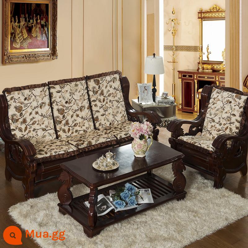 Sofa gỗ đệm có tựa lưng đệm ghế gỗ đệm một mảnh gỗ gụ thoáng mát đệm ghế dày đệm mùa đông - hoa tử đằng