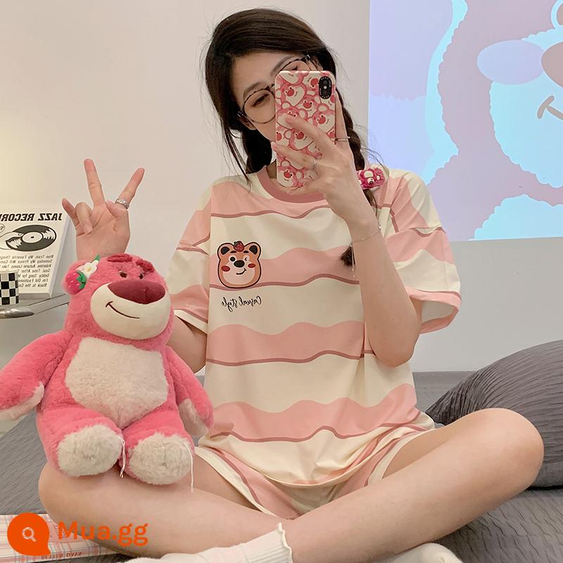 Bộ đồ ngủ Nanjiren nữ mùa hè 2023 bộ đồ hai mảnh cotton ngắn tay mới dễ thương mặc ở nhà mùa hè mùa hè - BLN-20256