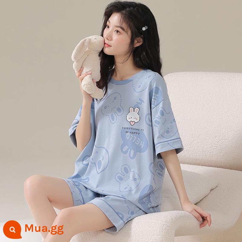 Bộ đồ ngủ Nanjiren nữ mùa hè 2023 bộ đồ hai mảnh cotton ngắn tay mới dễ thương mặc ở nhà mùa hè mùa hè - AM-25227