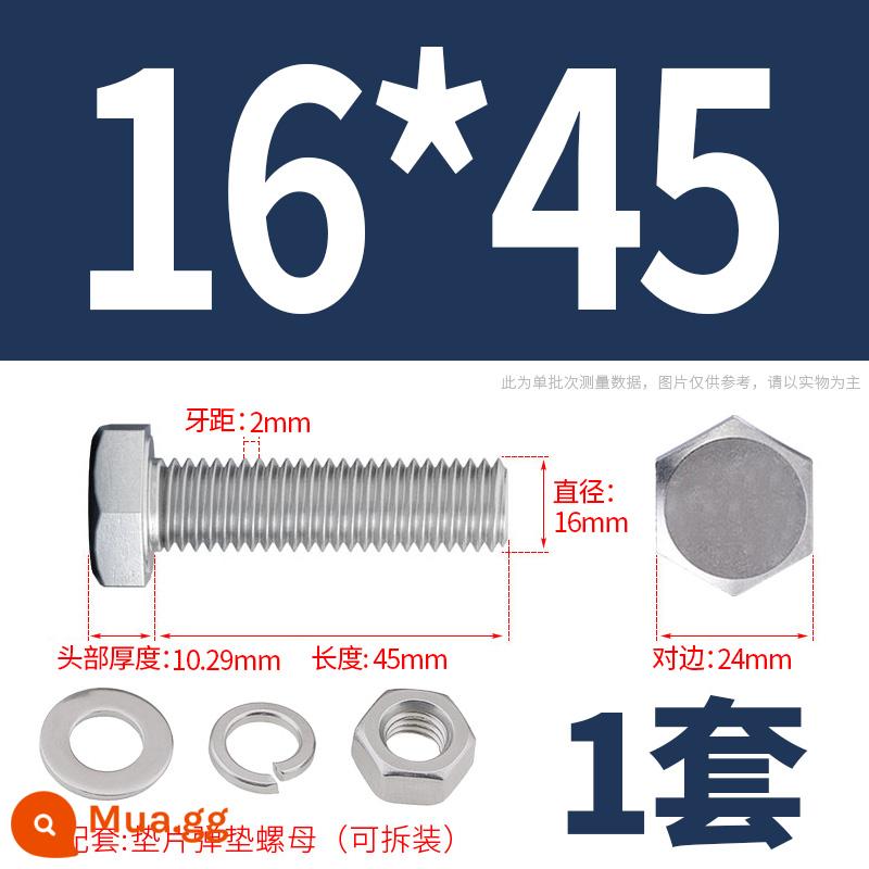 Bộ ốc vít và đai ốc lục giác bên ngoài bằng thép không gỉ 304 Bộ bu lông và ốc vít mở rộng M4M5M6M8M10M12 - M16*45(1 bộ)