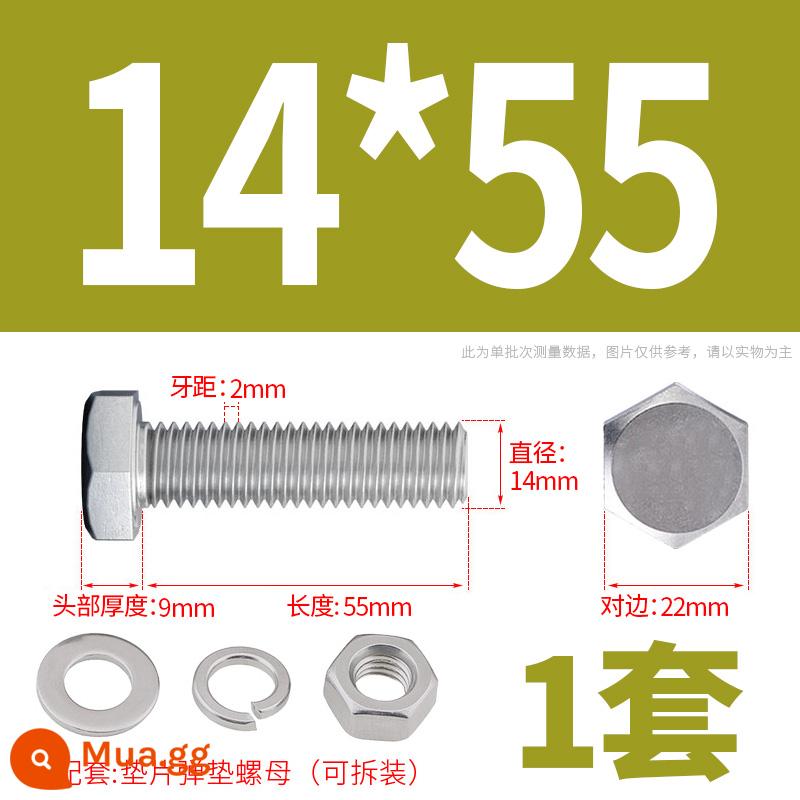 Bộ ốc vít và đai ốc lục giác bên ngoài bằng thép không gỉ 304 Bộ bu lông và ốc vít mở rộng M4M5M6M8M10M12 - M14*55(1 bộ)