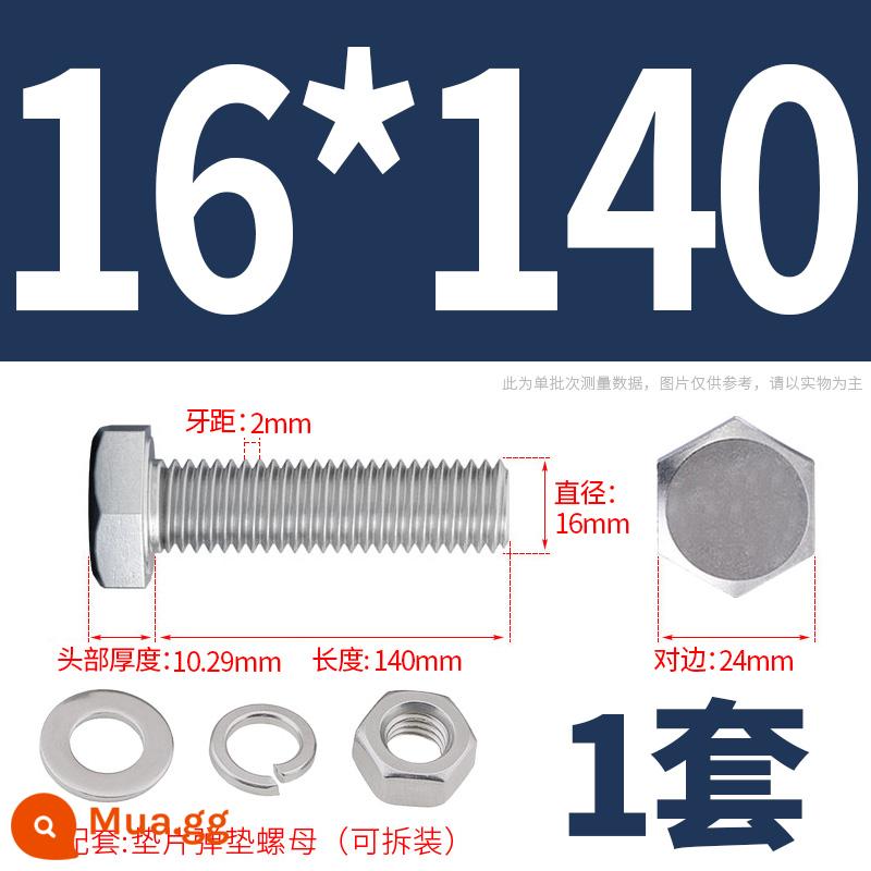 Bộ ốc vít và đai ốc lục giác bên ngoài bằng thép không gỉ 304 Bộ bu lông và ốc vít mở rộng M4M5M6M8M10M12 - M16*140(1 bộ)