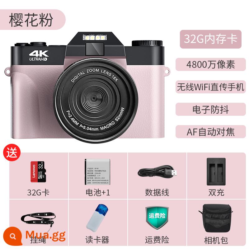 HD máy ảnh kỹ thuật số nhập học sinh viên -Cô gái Single Vlog Selfie 4K Micro -single Eye Camera camera du lịch di động máy ảnh du lịch di động - Sakura hồng + thẻ 32G