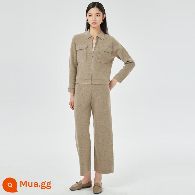 [Len Kashmir tinh khiết] Hennyuanxiang Cashmere Kned Quần Phụ nữ mặc quần dài quần thông thường - Lạc Đà Xám Không Màu (Bộ) Giảm Giá Nhiều Hơn