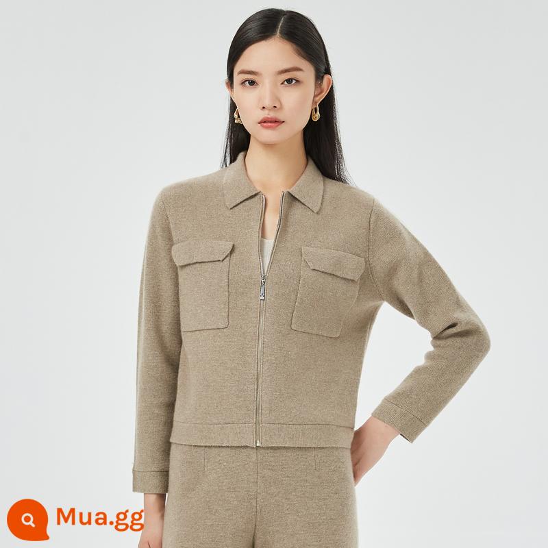 [Len Kashmir tinh khiết] Hennyuanxiang Cashmere Kned Quần Phụ nữ mặc quần dài quần thông thường - Lạc đà xám chưa nhuộm (trên cùng)