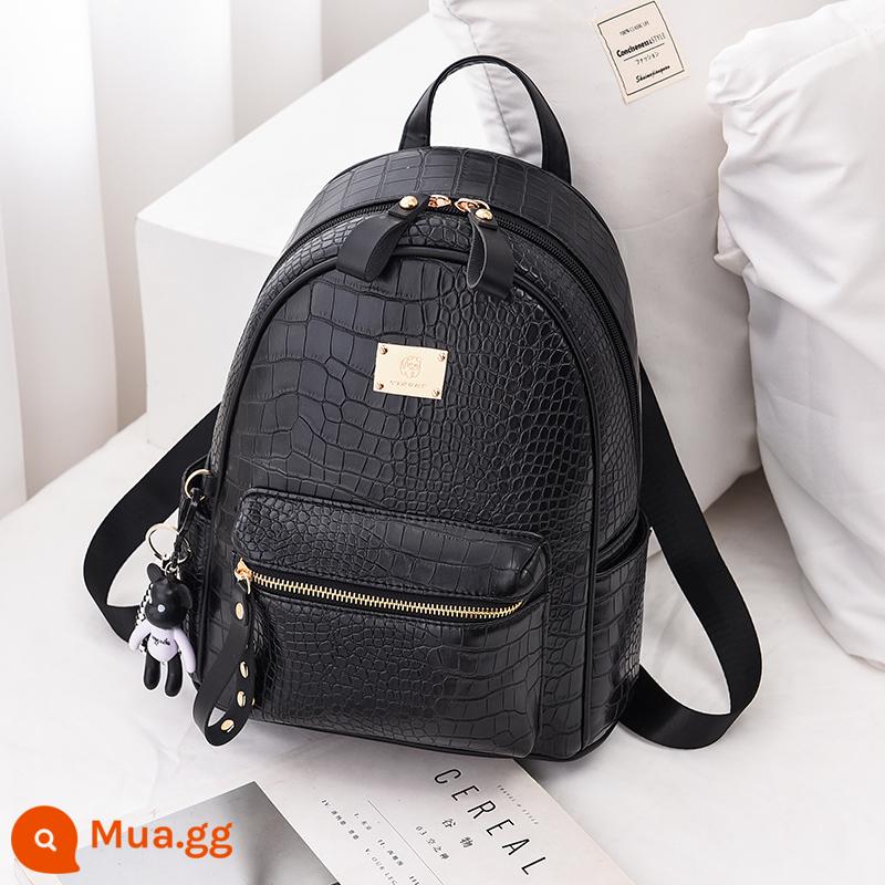 Ins Net Red Superfire Twees Nữ Summer 2022 Phiên bản mới của Hàn Quốc về thời trang Tide Rivet Rivet Backpack Túi thông thường - [Họa Tiết Cá Sấu] Đen Lớn