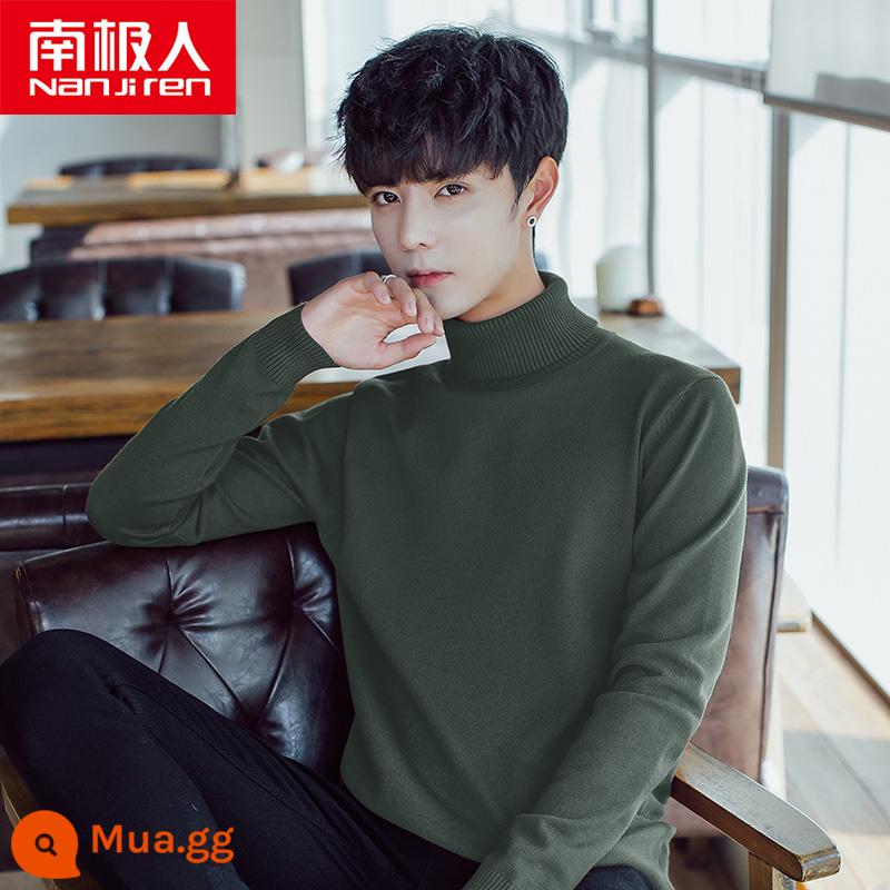 Áo len cao cổ lông cừu nam mùa đông mới lớp bên trong dày bán đan đáy áo len quần áo len không có cashmere - Xám đậm 8783 [áo cổ lọ dày]