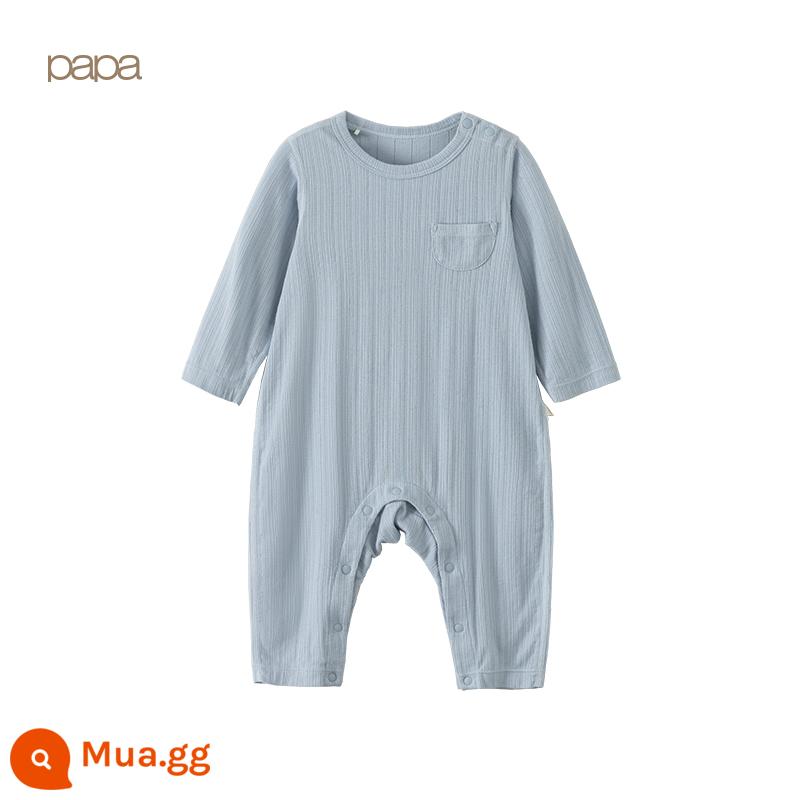 [QQ Cotton] Papa leo mùa xuân mới dành cho nam và nữ túi trẻ em áo liền quần tập bò cho bé sơ sinh ở nhà - Màu xanh nhạt