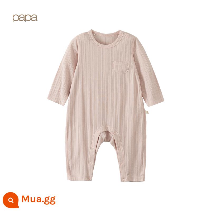 [QQ Cotton] Papa leo mùa xuân mới dành cho nam và nữ túi trẻ em áo liền quần tập bò cho bé sơ sinh ở nhà - Hồng