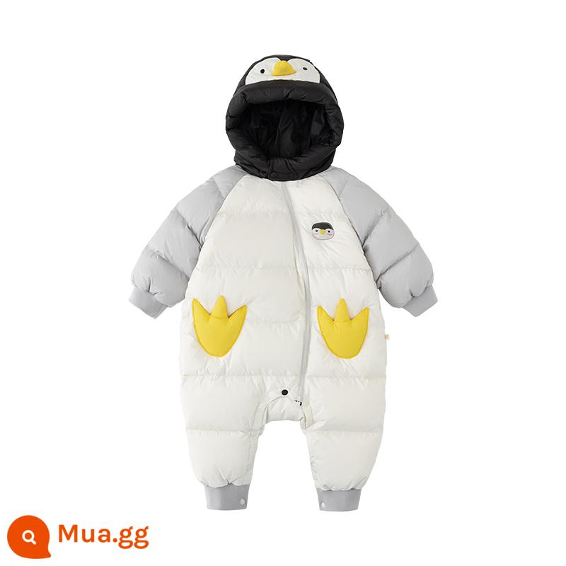 [Fleet] Áo khoác nỉ mùa đông Papa crawl mới dành cho nam nữ Jumpsuit giữ ấm khi đi chơi và siêu dễ thương - Đen và trắng