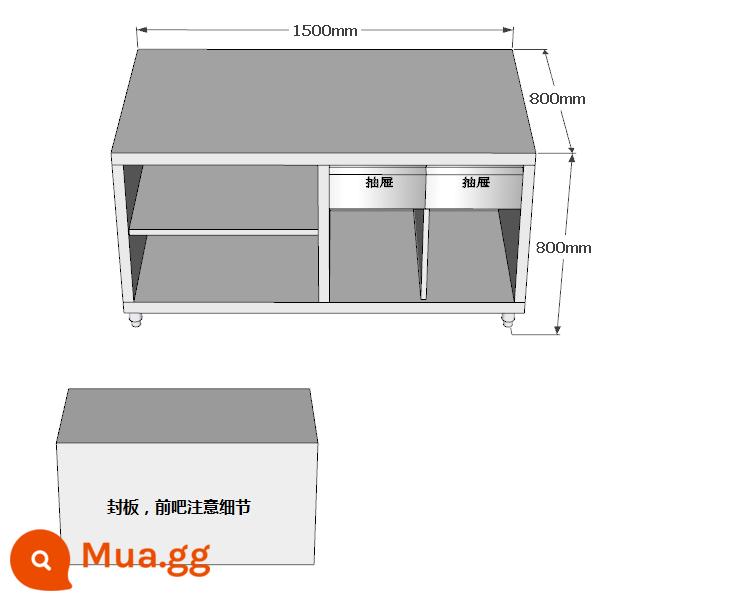 Thương Mại Thép Không Gỉ Tay Quán Cà Phê Bàn Thao Tác Nước Thanh Tùy Chỉnh Cà Phê Bàn Làm Việc Cốc Máy Giặt Thiết Bị Đầy Đủ - Quầy thu ngân cà phê 1,5m phía trước