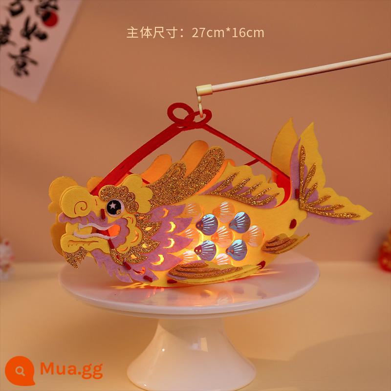 Năm Mới 2024 Rồng Năm Mới Aoyu Lễ Hội Đèn Lồng Handmade DIY Năm Mới Trẻ Em Di Động Dạ Quang Đèn Lồng - Đèn cá di động màu vàng/màu vàng [Mẫu phát sáng may mắn]