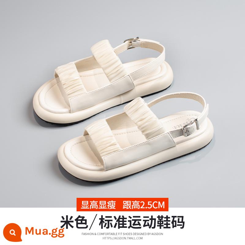 Xăng đan thể thao nữ 2023 mới phù hợp với tất cả các phong cách hương thơm nhỏ Velcro áo khoác ngoài mùa hè thời trang lưới chống trượt màu đỏ đi biển - 32T2112M màu be