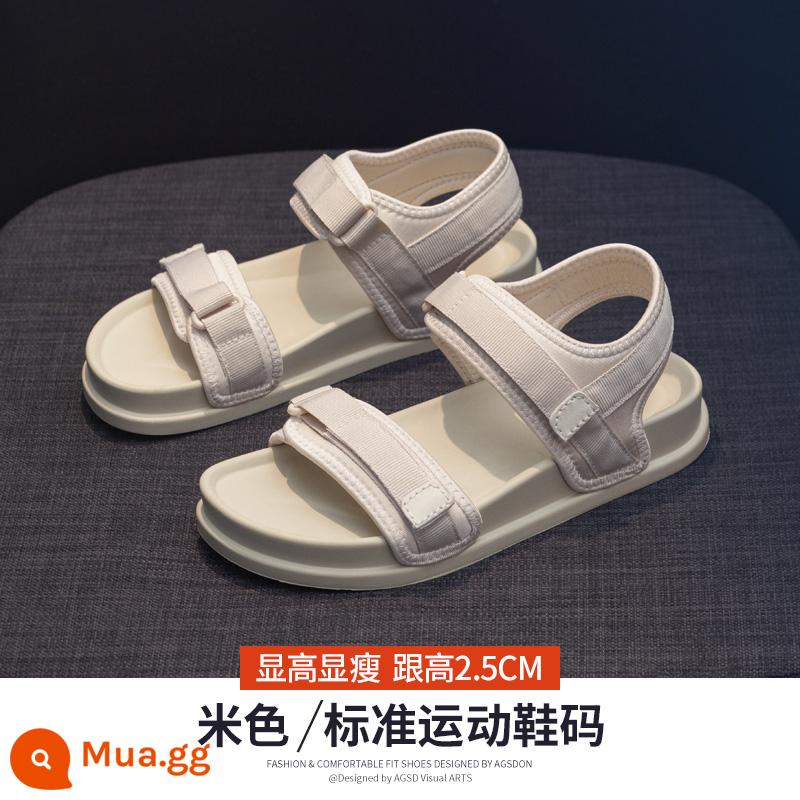 Xăng đan thể thao nữ 2023 mới phù hợp với tất cả các phong cách hương thơm nhỏ Velcro áo khoác ngoài mùa hè thời trang lưới chống trượt màu đỏ đi biển - 32T2004M màu be