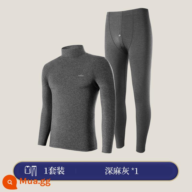 Goldlion sưởi ấm quần áo nam Plus nhung dày mùa đông với cashmere de nhung nhiệt độ không đổi chống lạnh quần áo mùa thu - Cổ giữa - màu xám thạch nam [bao gồm cả cashmere và cashmere dày]