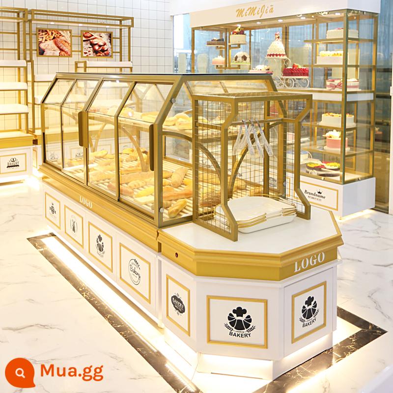 Tủ bánh Nakajima tủ Bakery Hiển thị kệ mô hình mô hình tủ bánh cửa hàng bánh cửa hàng bánh hiển thị tủ quần áo - Tủ đảo kệ vàng nền trắng/m