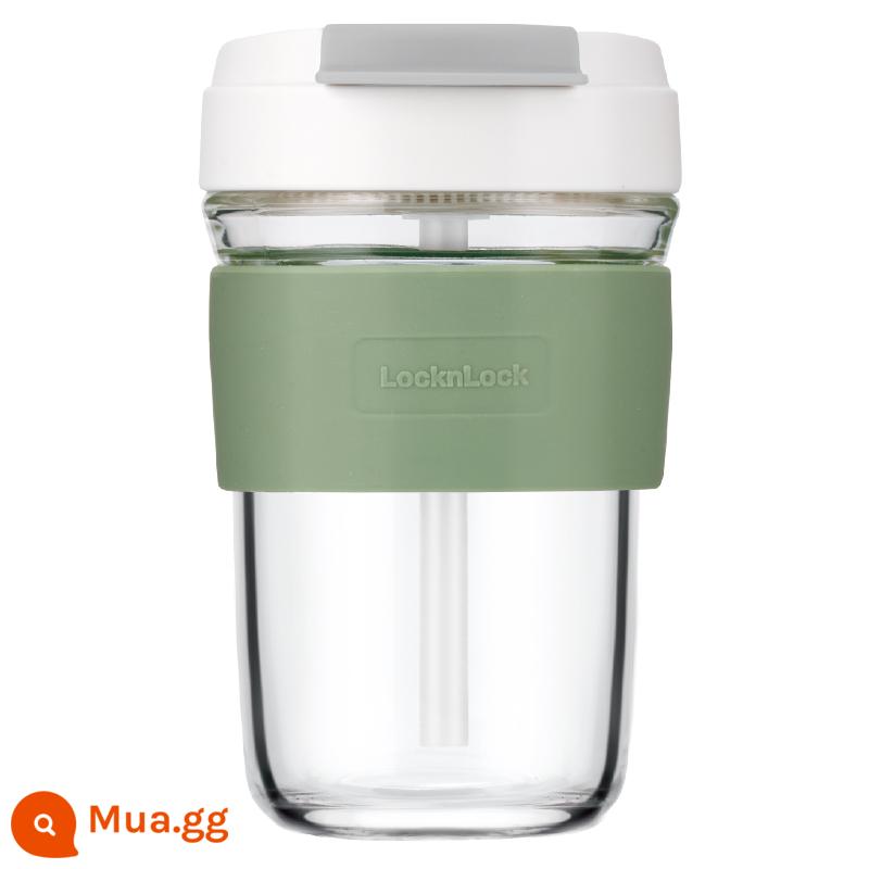 Lock&Lock Soda Cup Cốc Nước Thủy Tinh Bé Gái Di Động Cà Phê Có Nắp Văn Phòng Đơn Giản Nam Giá Trị Cao - [460mL][Miệng hút] Màu xanh lá cây