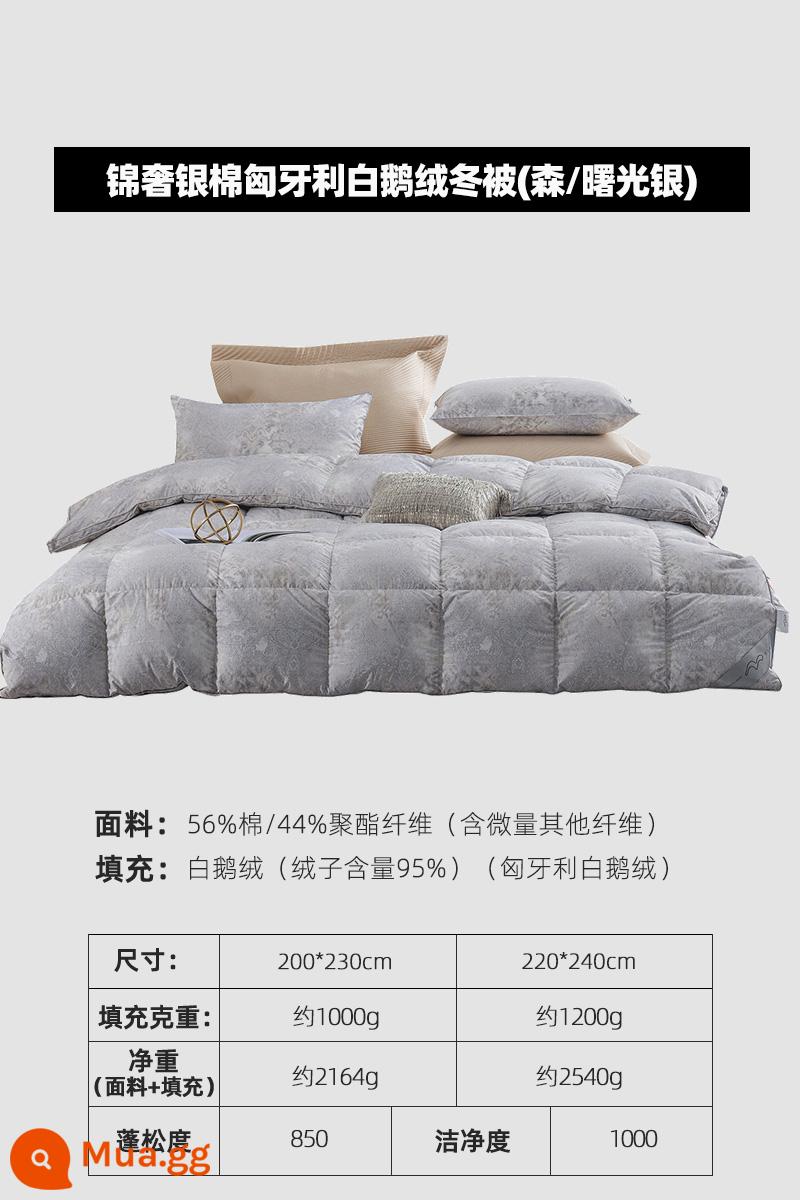 Mercury Home Dệt may 180 cotton Ba Lan nhập khẩu 95 lông ngỗng trắng xuống chăn mùa đông chăn dày chăn mùa đông ấm áp - Chăn mùa đông [95 lông ngỗng trắng Hungary + loại A + kháng khuẩn] [bạc] Bông bạc Jinshe