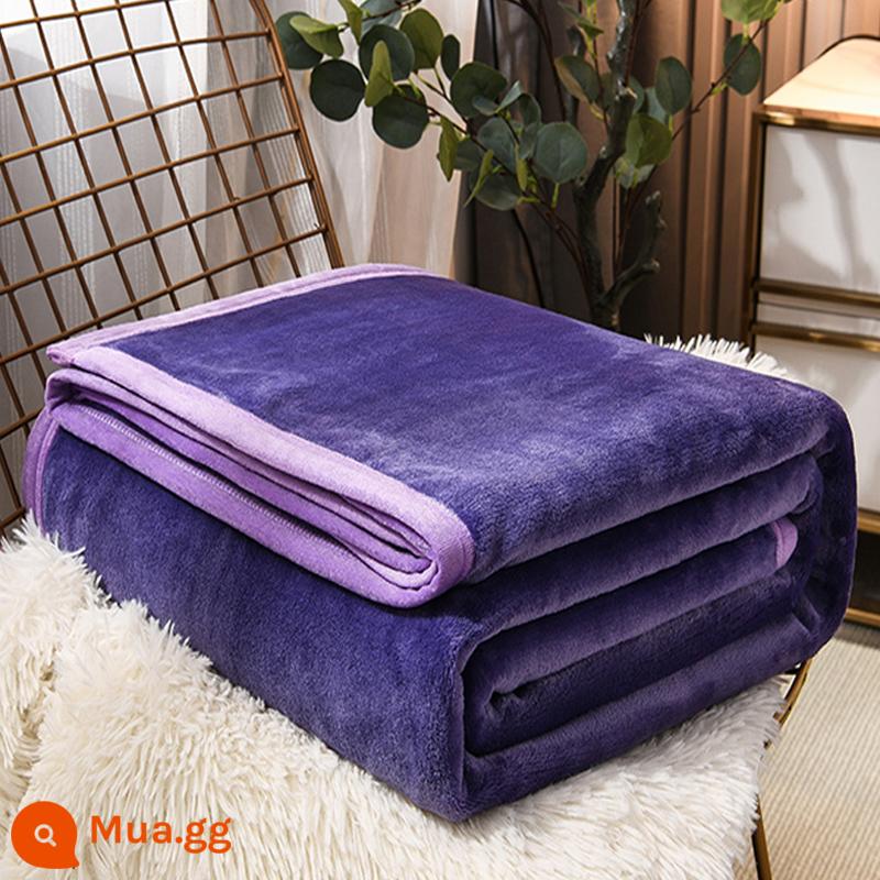 Dép Nỉ San Hô Chăn Giường Chăn Khăn Chần Gòn Sofa Chăn Ngủ Trưa Văn Phòng Chăn Mùa Đông Dày Tấm - tím đậm