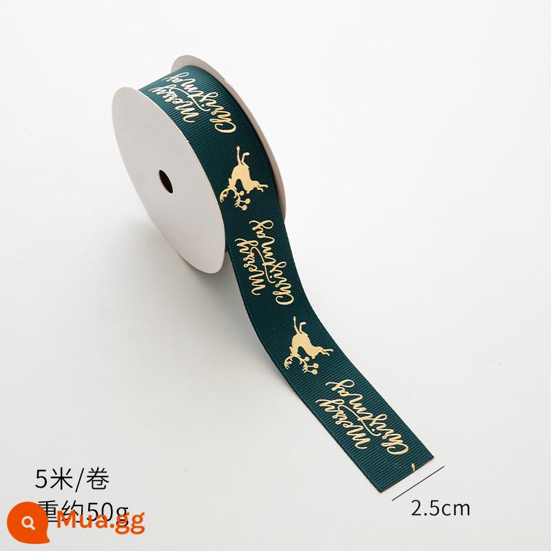 Nuoqi 5m thư Giáng sinh ribbon ribbon diy hộp quà tặng bao bì bowknot nung ruy băng đồ trang trí Giáng sinh - Chữ ren xanh 2,5cm