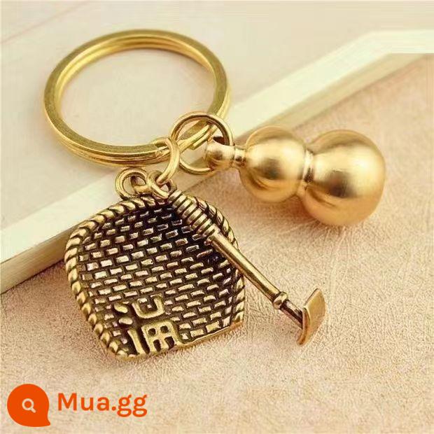 12 miếng | Cung hoàng đạo bầu hót rác cuốc móc chìa khóa ô tô mặt dây chuyền handmade vòng chìa khóa cao cấp và tinh tế - Thùng rác + cuốc + vòng tròn lớn + bầu đồng tượng trưng cho sự thịnh vượng, thịnh vượng