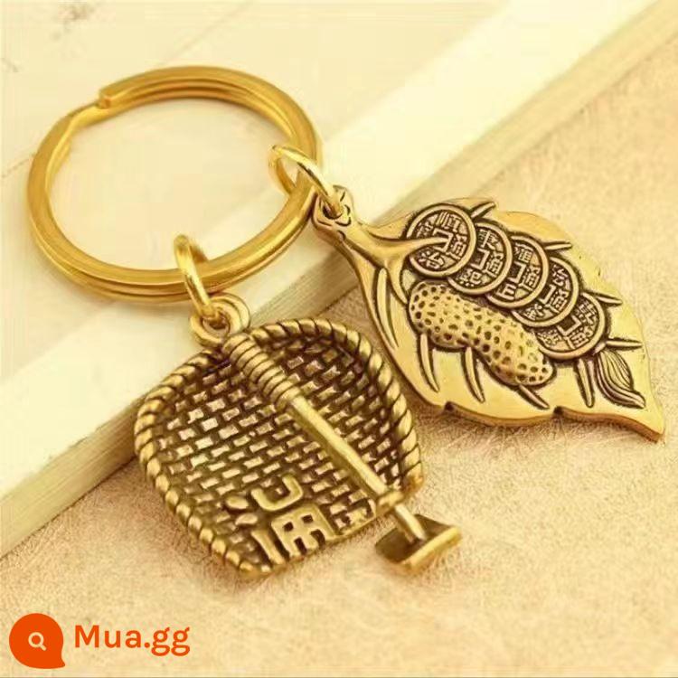 12 miếng | Cung hoàng đạo bầu hót rác cuốc móc chìa khóa ô tô mặt dây chuyền handmade vòng chìa khóa cao cấp và tinh tế - Thùng rác + cuốc + vòng tròn lớn + lá may mắn