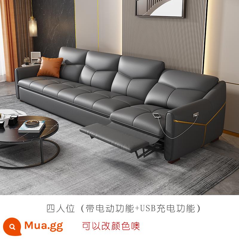 Điện Đa Năng Sofa Giường Đôi Có Thể Thu Vào Hàng Thẳng 4 Chỗ Phòng Khách Căn Hộ Nhỏ Đầu Sofa Da Lớp Da Bò - Xe 4 chỗ 2,75m (có chức năng điện)