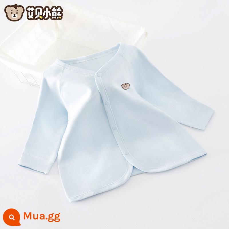 Quần áo mùa thu cho bé sơ sinh đứng tất cả cotton nguyên chất loại A mỏng mùa xuân và mùa thu quần vệ sinh trẻ em không xương một mảnh quần lót - Túi đôi (màu xanh)