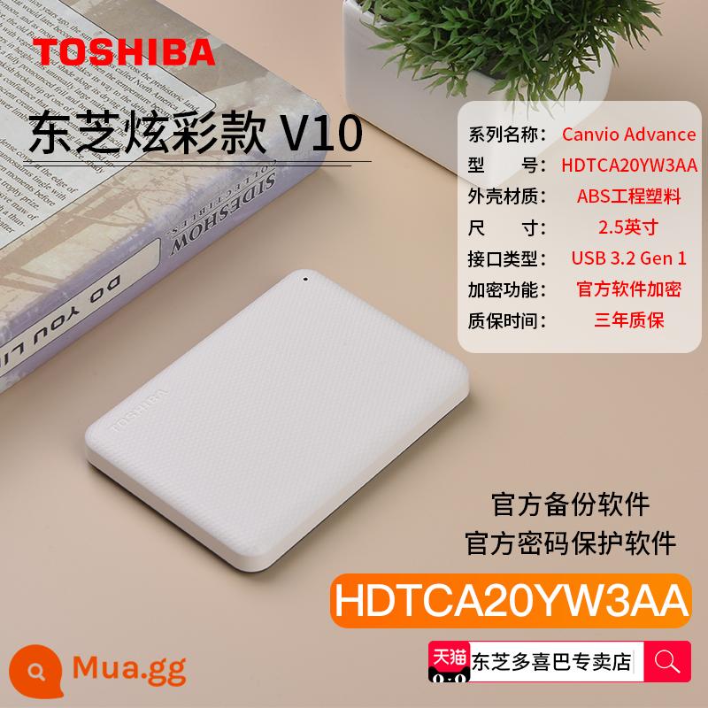 Ổ cứng di động Toshiba 2t a3 màu đen mới đọc ghi tốc độ cao ổ cứng di động dung lượng lớn Có sẵn máy tính Apple - [2TB] Kết cấu V10 White (hỗ trợ chức năng mã hóa & sao lưu chính thức)