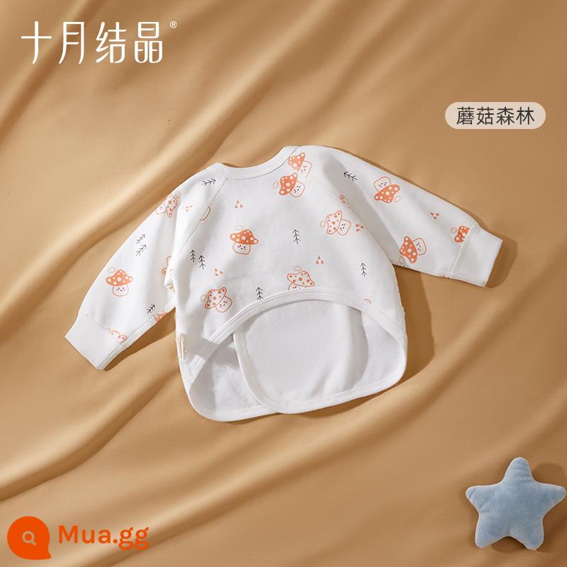 Tháng 10 kết tinh quần áo nửa lưng quần áo cotton nguyên chất sơ sinh nhà sư quần áo quần áo mùa hè mỏng sơ sinh MỘT lớp 0-3-6 - Bốn Mùa-Rừng Nấm