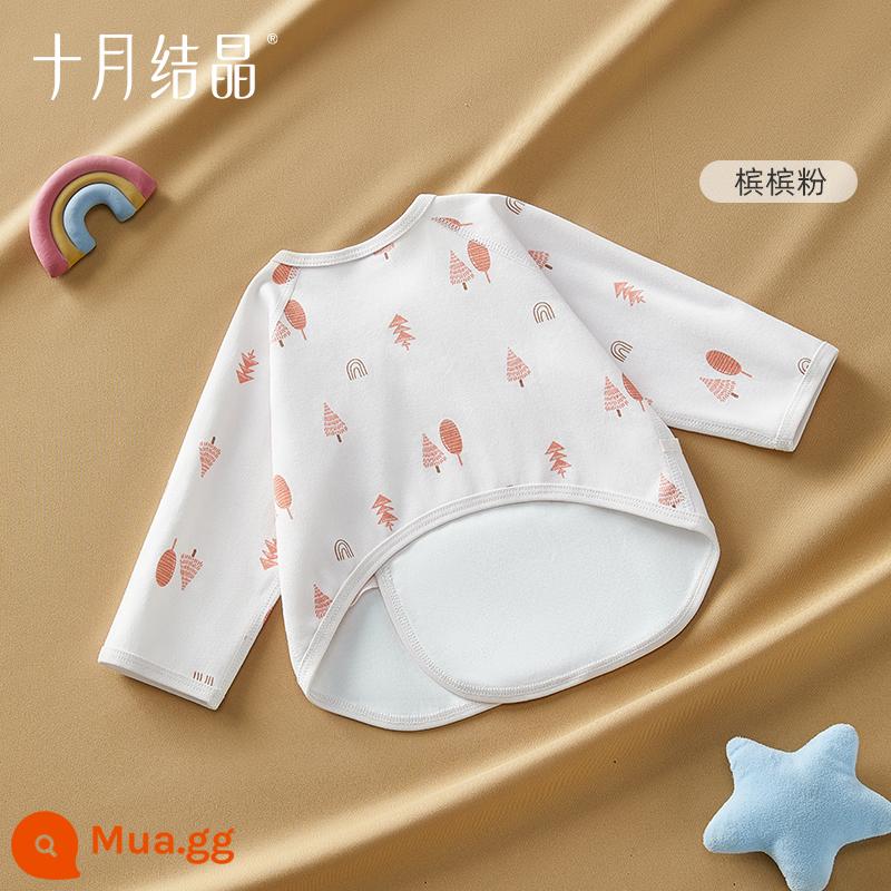 Tháng 10 kết tinh quần áo nửa lưng quần áo cotton nguyên chất sơ sinh nhà sư quần áo quần áo mùa hè mỏng sơ sinh MỘT lớp 0-3-6 - Phong cách bốn mùa - bột xăng