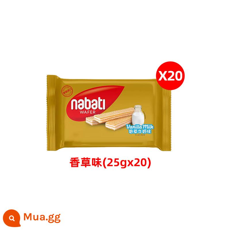 Indonesia nhập khẩu Phô mai địa y nabati Bánh quy wafer phô mai Nabaodi số lượng lớn đồ ăn nhẹ gói nhỏ cá nhân cho trẻ em - [20 túi] Hương sữa vani 25g × 20 túi