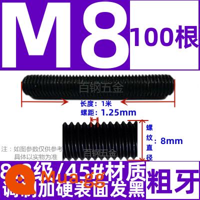 Thanh vít cường độ cao 8,8/10,9/12,9 thanh ren đầy đủ lớp ren vít đầy ren M6M8M10-M64 - M8 * 1 mét đen (100 miếng) mua theo gói, tiết kiệm chi phí hơn mức 8,8