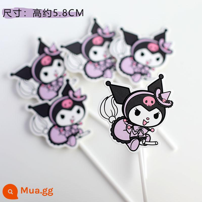 Kulomi Trang Trí Bánh Trang Trí Sanrio Retro Trang Trí Bánh Bột Đen Nơ Chiếu Sáng Trang Trí Bánh Sinh Nhật - 5 miếng Kuromi trùm đầu (thành phẩm)