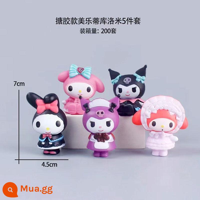 Kulomi Trang Trí Bánh Trang Trí Sanrio Retro Trang Trí Bánh Bột Đen Nơ Chiếu Sáng Trang Trí Bánh Sinh Nhật - Một bộ mô hình tráng men từ Kumilo