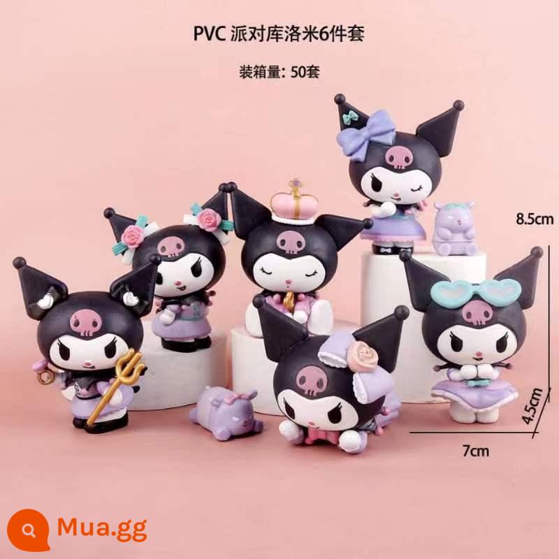 Kulomi Trang Trí Bánh Trang Trí Sanrio Retro Trang Trí Bánh Bột Đen Nơ Chiếu Sáng Trang Trí Bánh Sinh Nhật - Bộ 6 chi tiết PVC Kuromi chất lượng tốt