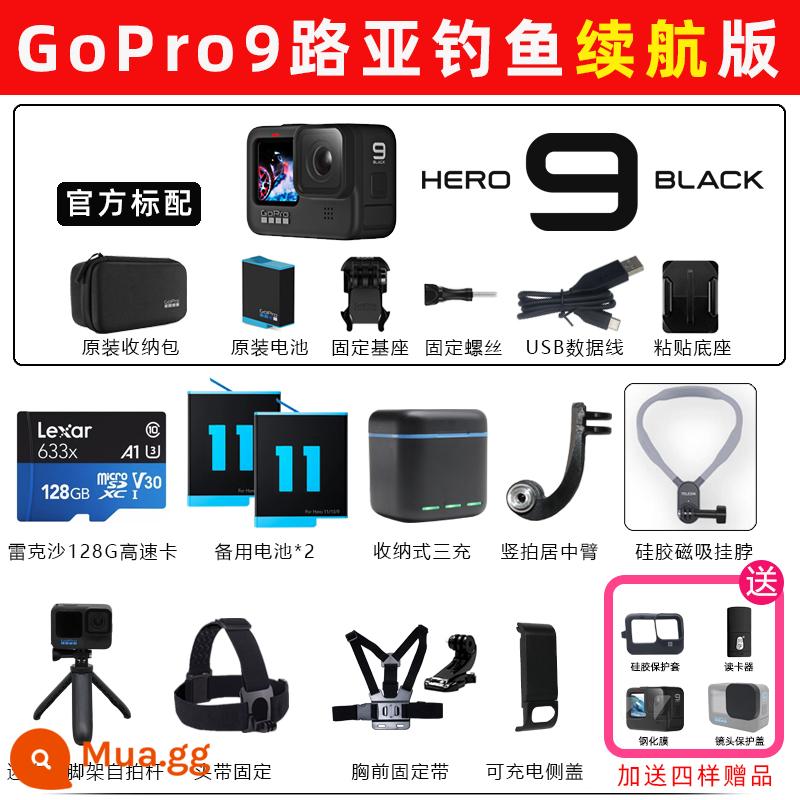 Camera thể thao GoPro HERO10/11/9 Luya cưỡi ngựa ngoài trời camera đi câu cá chuyên nghiệp dog 9 - Phiên bản pin câu cá thu hút GoPro9 của Ngân hàng Quốc gia