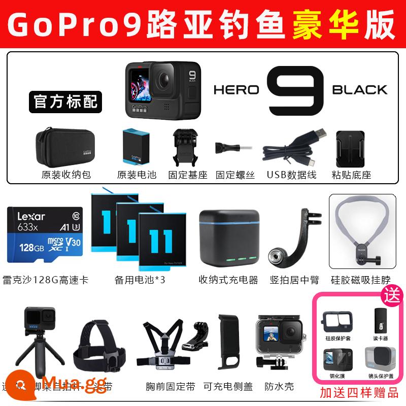 Camera thể thao GoPro HERO10/11/9 Luya cưỡi ngựa ngoài trời camera đi câu cá chuyên nghiệp dog 9 - Ngân hàng Quốc gia GoPro9 Lure Fishing Phiên bản cao cấp