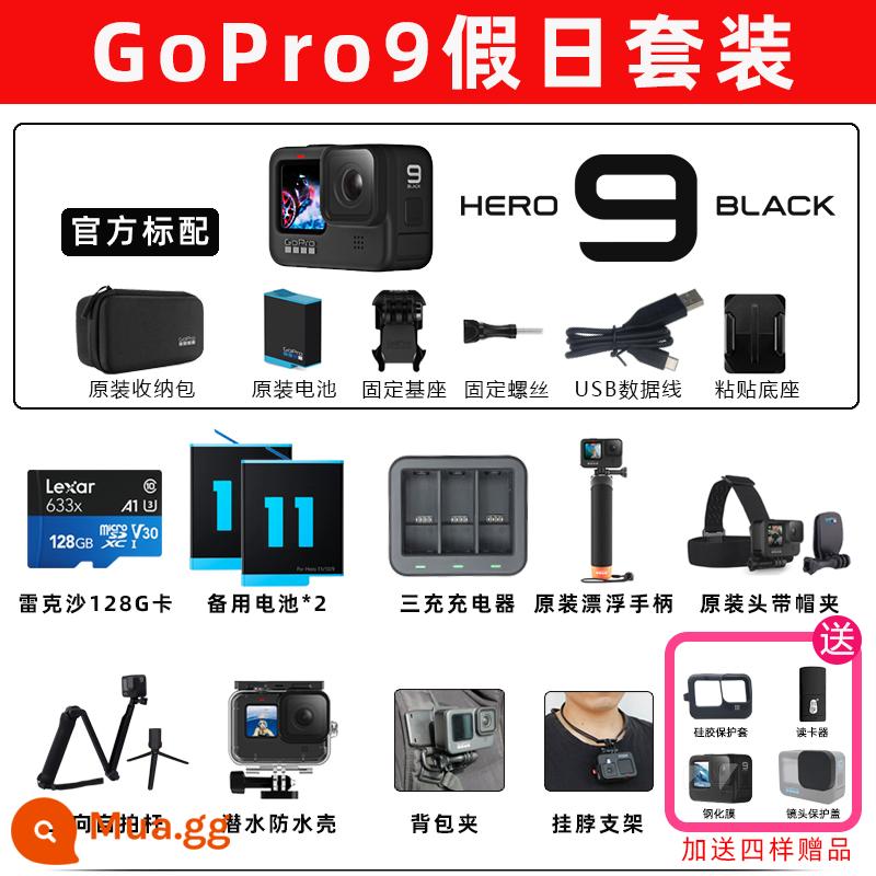 Camera thể thao GoPro HERO10/11/9 Luya cưỡi ngựa ngoài trời camera đi câu cá chuyên nghiệp dog 9 - Ngân Hàng Quốc Gia GoPro9 Black (Gói Kỳ Nghỉ)