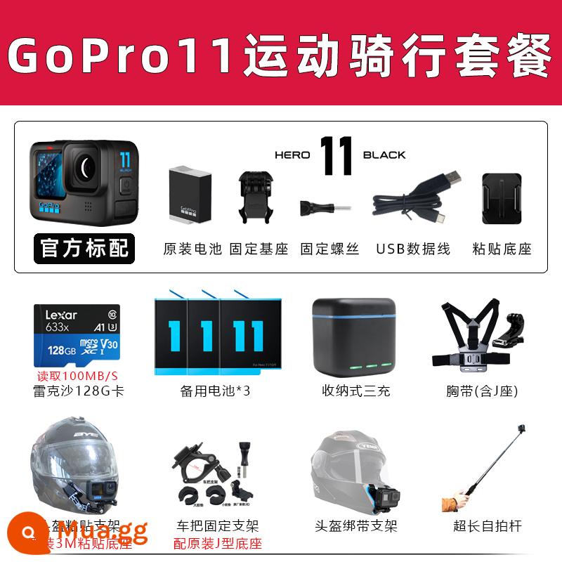 Camera thể thao GoPro10 trượt tuyết ngoài trời Video câu cá Luya chú chó đen ten go pro9 camera 5k dưới nước - Gói đạp xe thể thao GoPro HERO11 màu đen của Ngân hàng Quốc gia