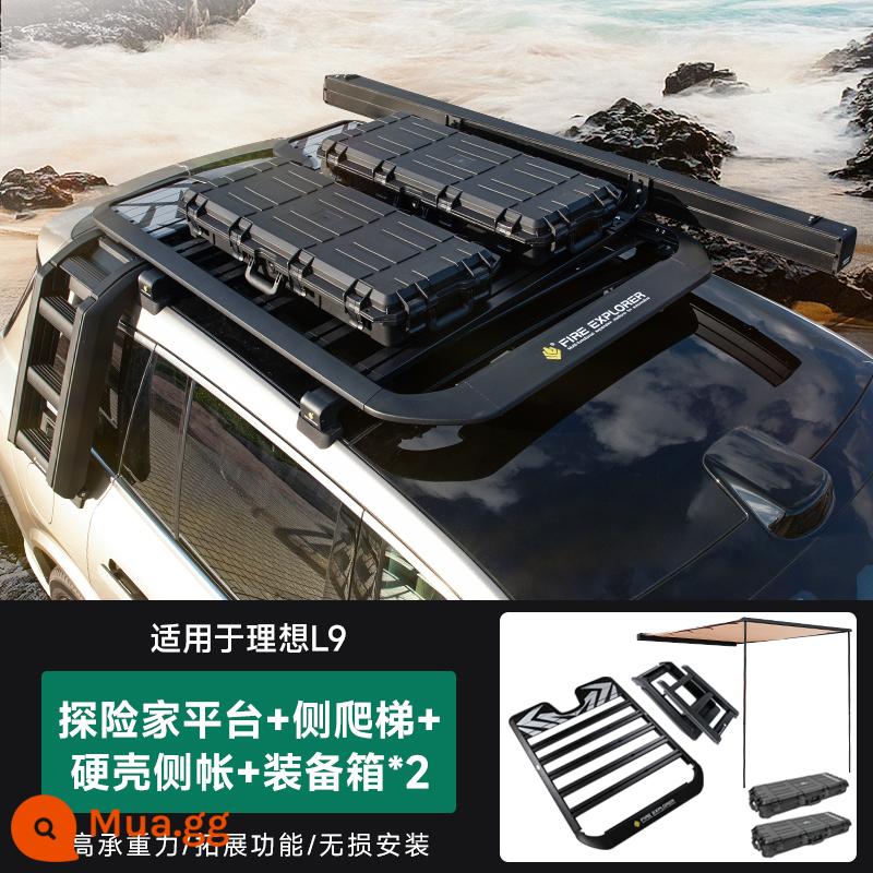 Lý Tưởng L7/L8/L9ONE Explorer Mái Nền Tảng Để Hành Lý Mở Rộng Đa Chức Năng Tán Bên Lều Sửa Đổi Phần - Lý tưởng L9 [sàn mái + thang gấp + lều bên vỏ cứng + 2 vali]