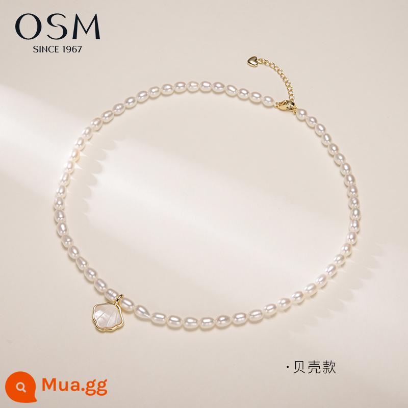 Vòng Cổ Ngọc Trai Nước Ngọt Oshiman 4-5Mm Cơm Hình Ánh Sáng Mạnh Ngọc Trai Full Chuỗi Hạt Vỏ Thiết Kế Đuôi Cá vỏ Hoa - Kiểu vỏ sò (39cm)