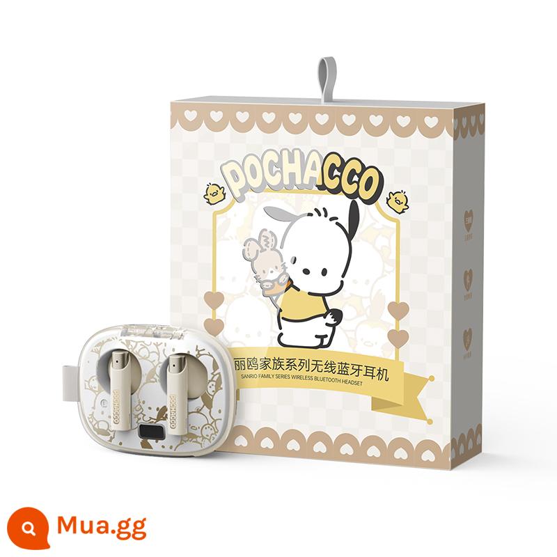 Dễ thương là công lý ~ Tai nghe Bluetooth không dây gia đình Sanrio S02 bán trong tai chờ siêu dài chất lượng cao - Chó Pacha màu be