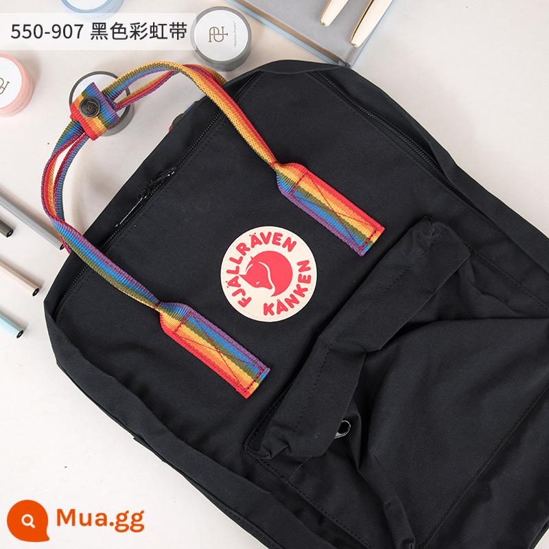 Ba lô kanken chính hãng cáo bắc cực / fjallraven Thụy Điển ba lô đi học cổ điển mini nam nữ - Đai cầu vồng đen 550-907