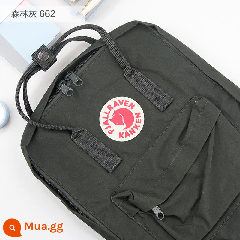 Ba lô kanken chính hãng cáo bắc cực / fjallraven Thụy Điển ba lô đi học cổ điển mini nam nữ - Rừng Xám 662