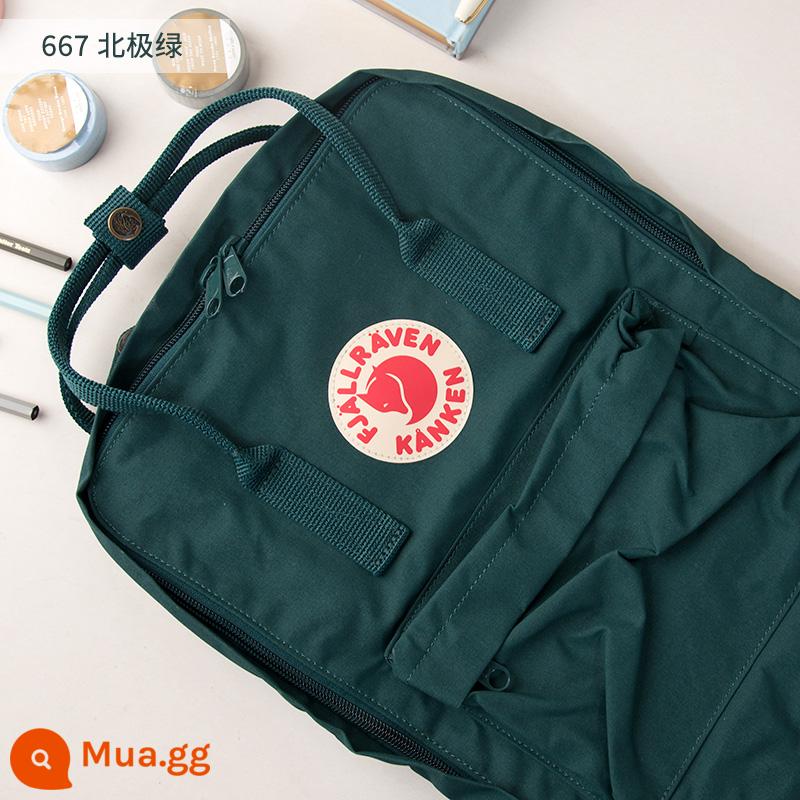 Ba lô kanken chính hãng cáo bắc cực / fjallraven Thụy Điển ba lô đi học cổ điển mini nam nữ - Màu xanh lá cây đậm