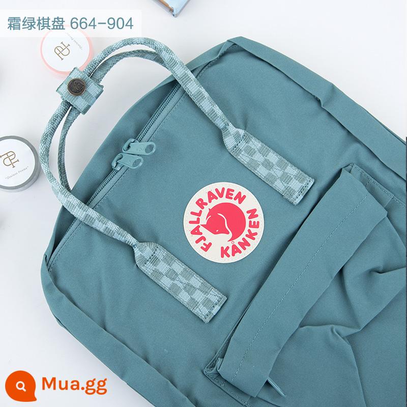 Ba lô kanken chính hãng cáo bắc cực / fjallraven Thụy Điển ba lô đi học cổ điển mini nam nữ - Bàn cờ xanh sương 664-904