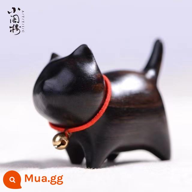 Little black cat gỗ đàn hương chơi trang trí mèo con dễ thương handmade máy tính để bàn chữa bệnh món quà sáng tạo xử lý mảnh khắc gỗ - Mèo con gỗ mun