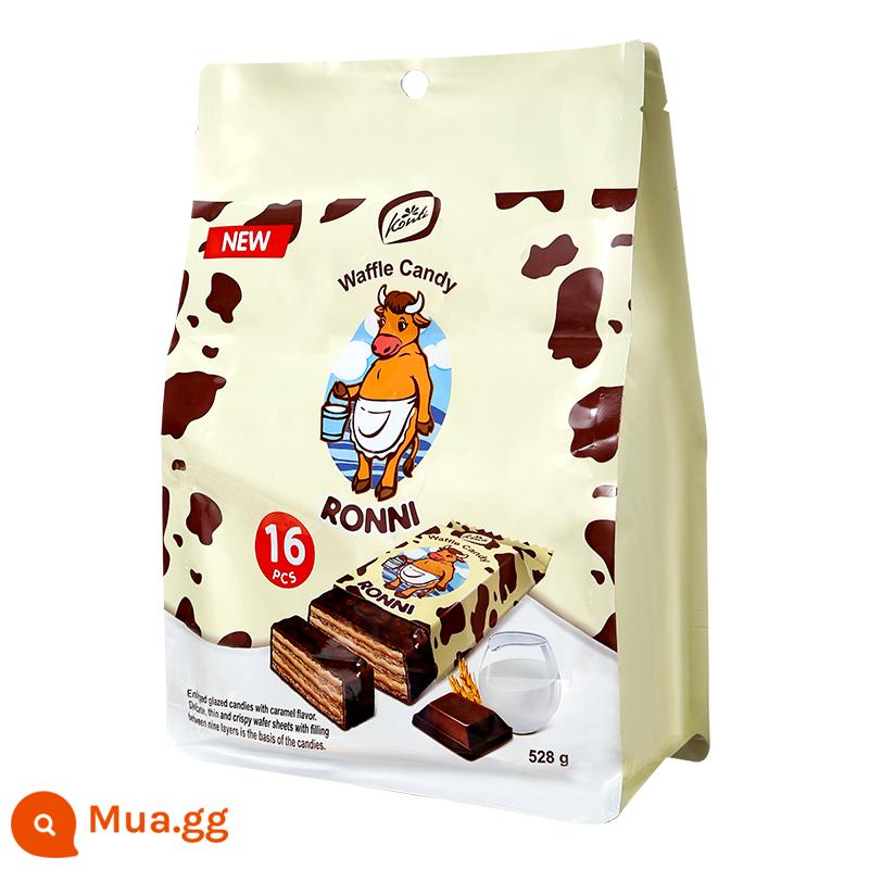 Nga nhập khẩu bánh quy wafer sô cô la con bò lớn số lượng lớn konti Kangji hiệu sữa zero food 500g - [Chính hãng] Bánh xốp Daniel hương sô-cô-la 528g